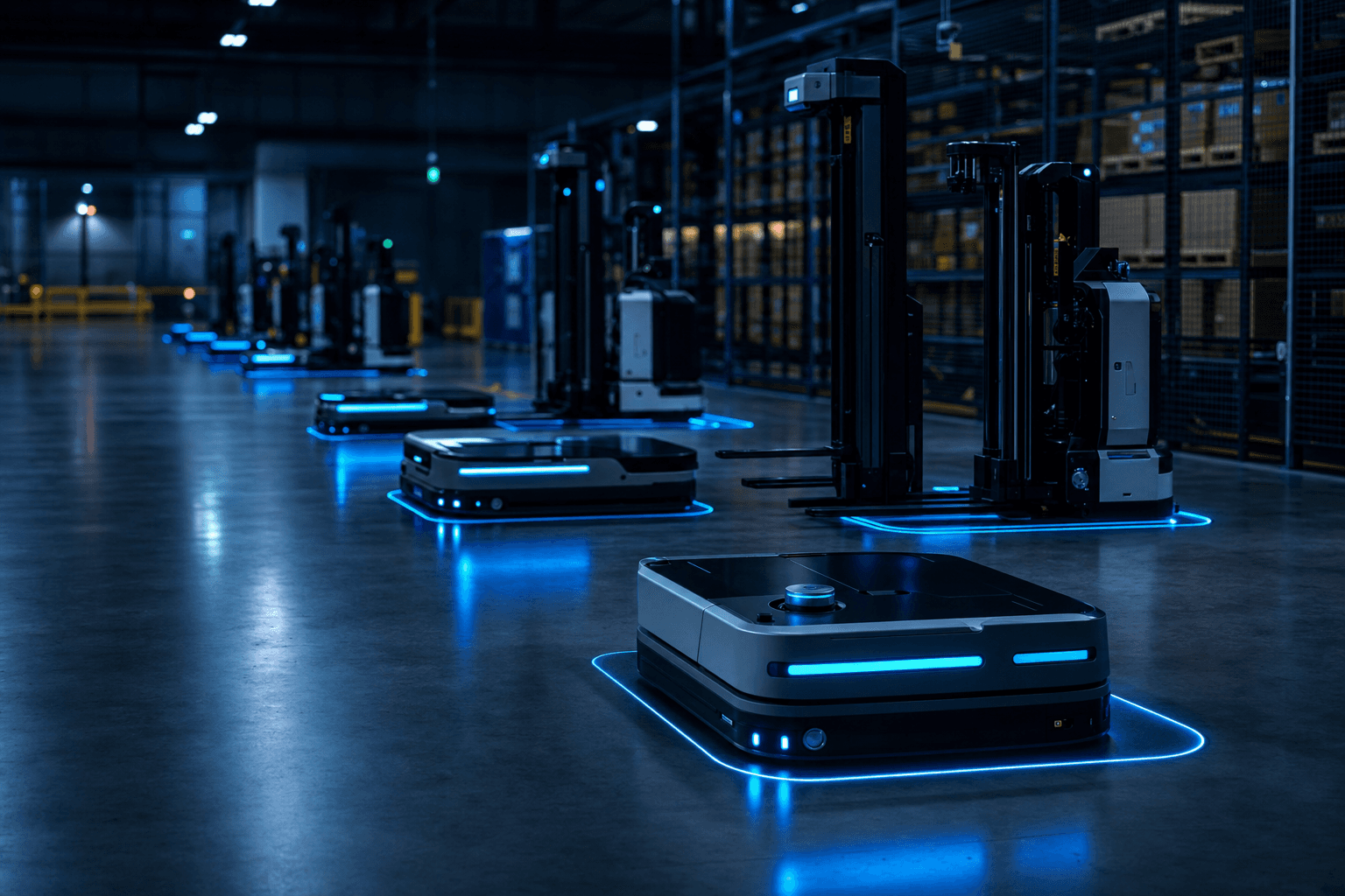 Autonomous robots and AGVs on wireless charging pads