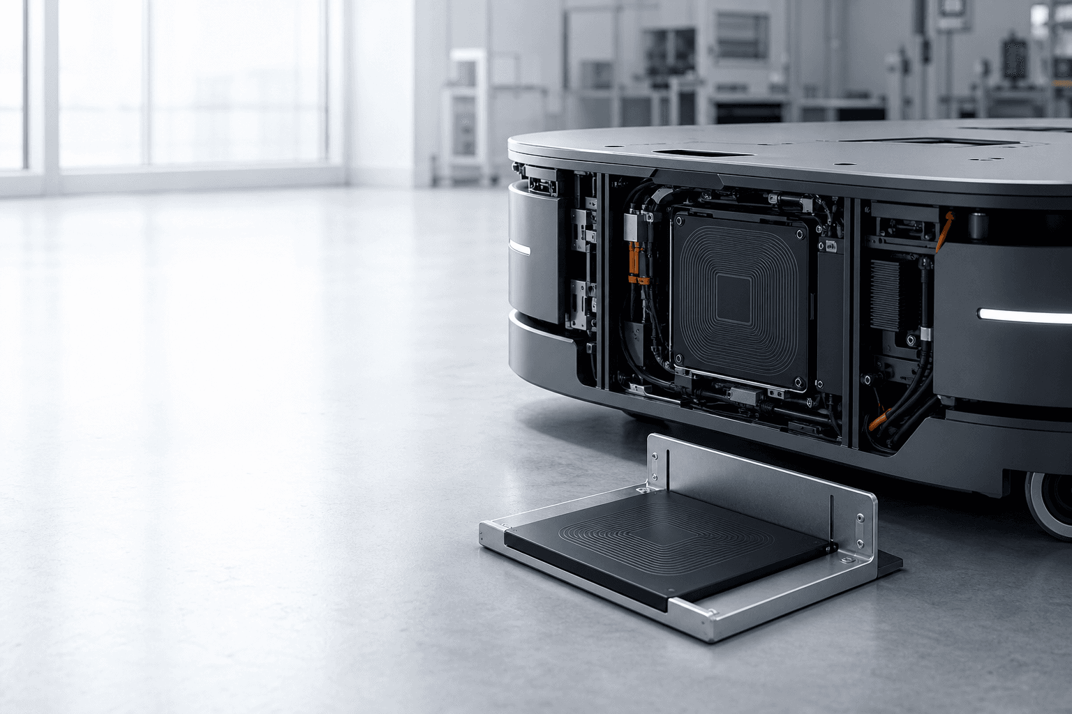 Wireless charging receiver and dock integrated into an OEM mobile robot platform