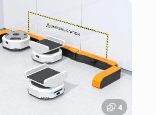 Multiple robots charging in a protected docking bay