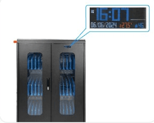 Industrial cabinet with temperature and humidity monitoring display