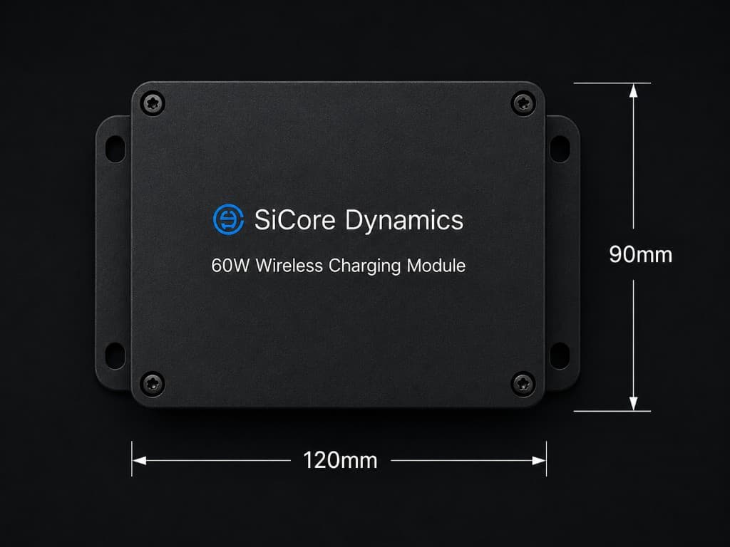 60W wireless charging module top view, 120mm x 90mm